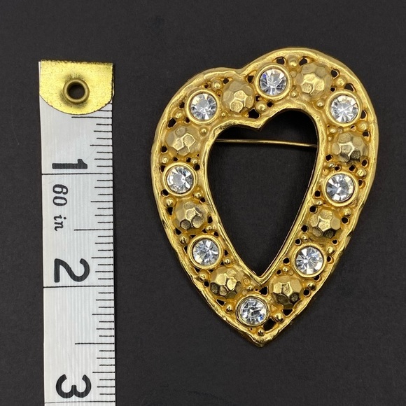 VINTAGE HEART BROOCH with Rhinestones! - Picture 5 of 9